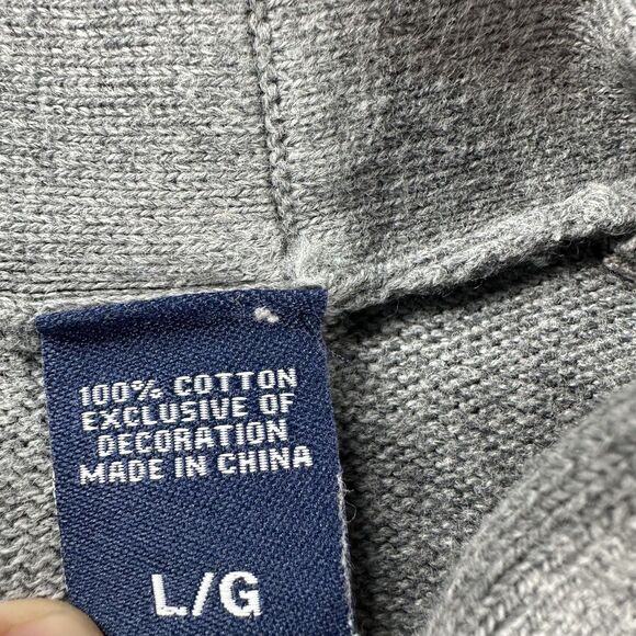 Chaps Sweater Mens Large Gray Shawl Collar Button Front Cotton Cardigan - Picture 6 of 10